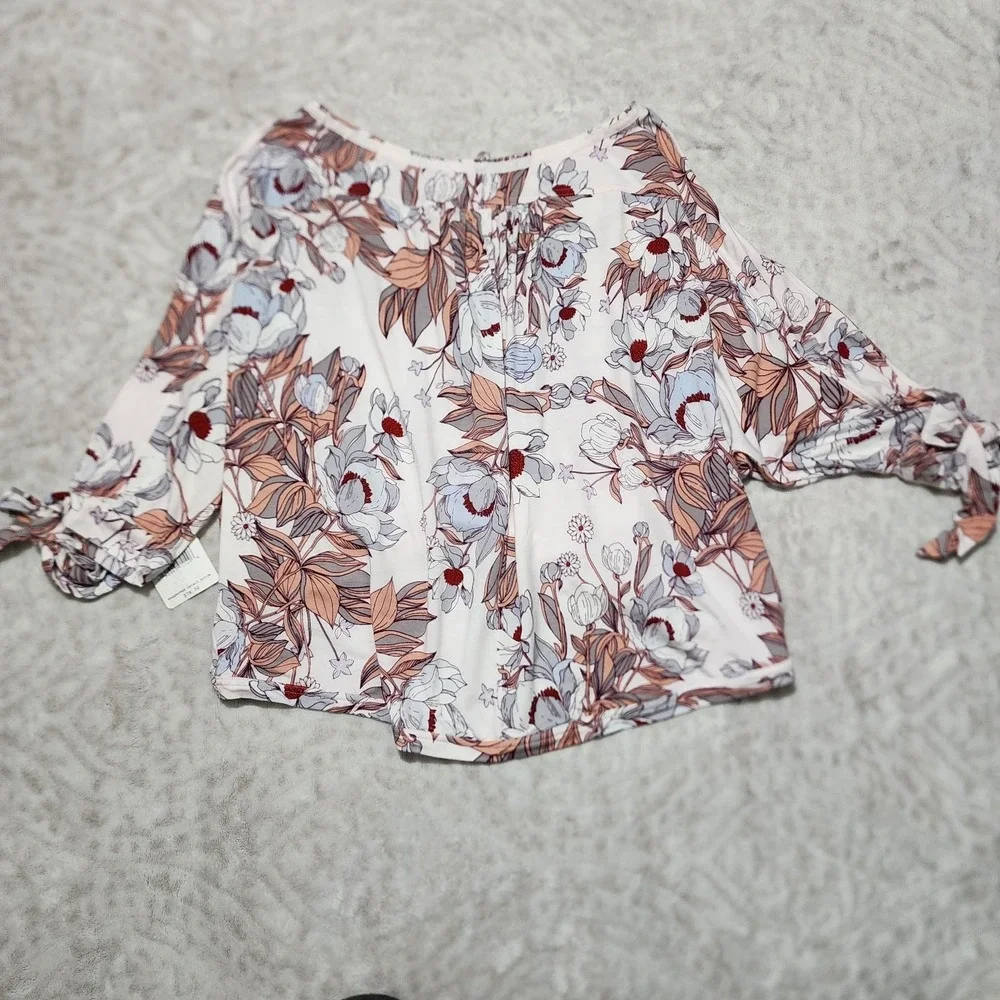 Free People Keepin On Blouse Womens Sz S Pink Floral High Low Boho Festival NWT